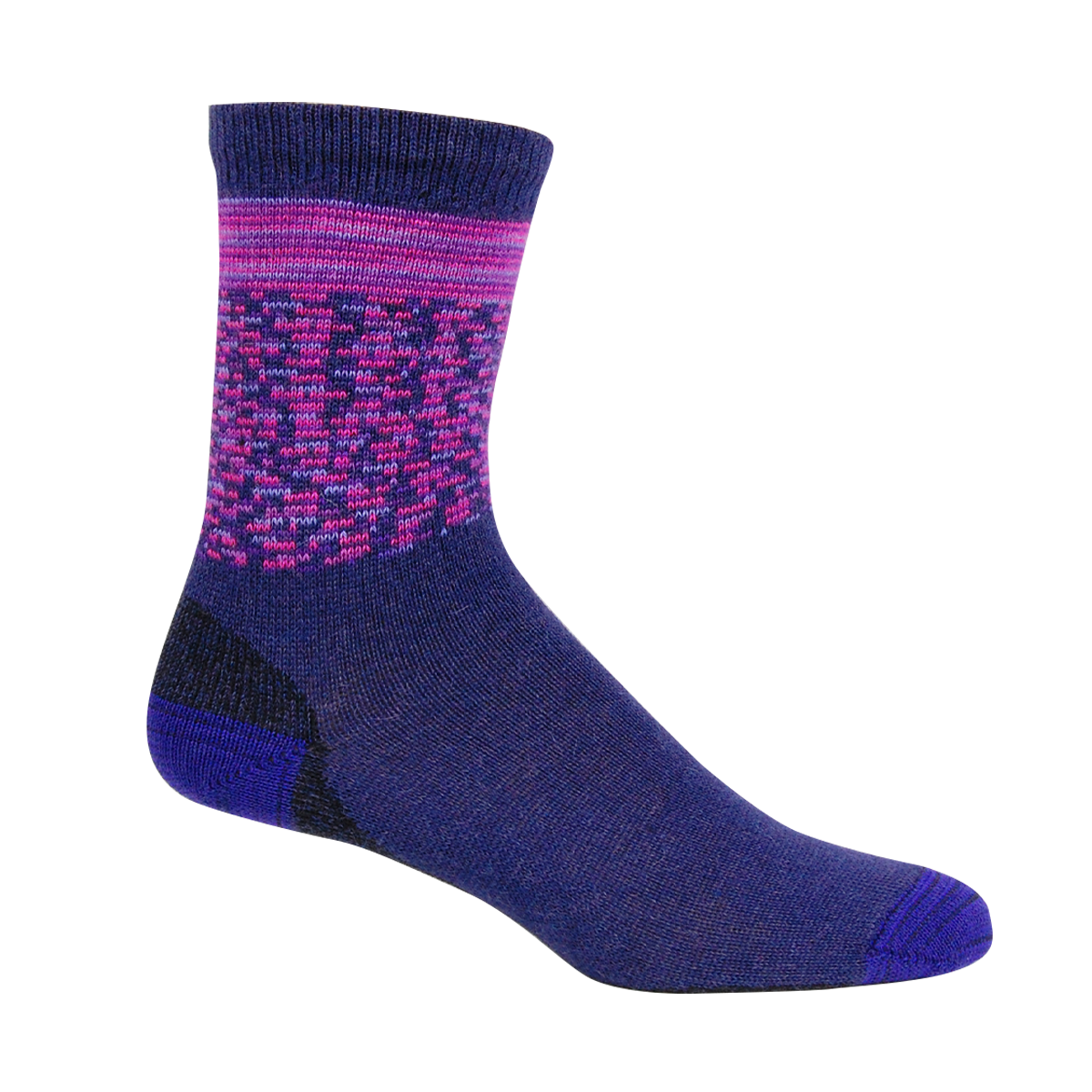 Purple sock with pink pattern