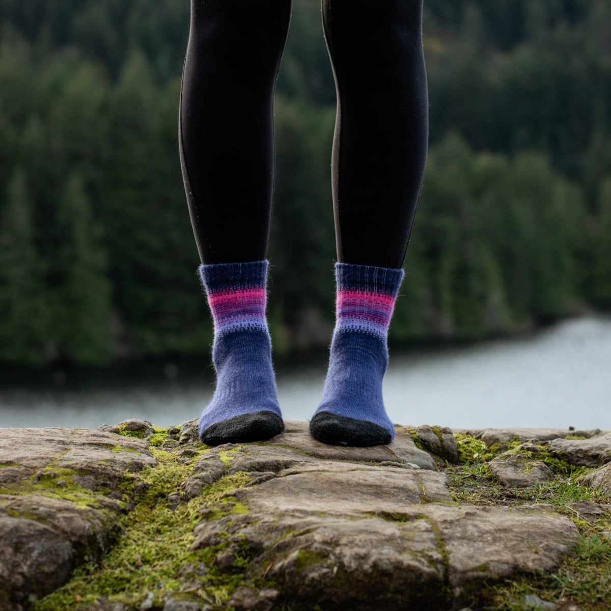 Alpaca Sock Shop purple hiking socks mountains