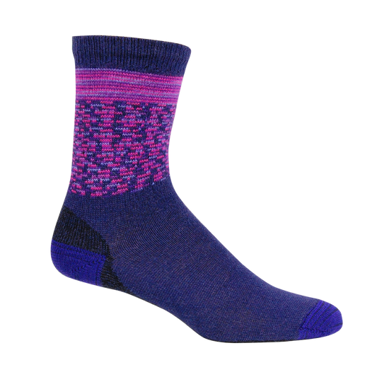 Purple sock with pink pattern