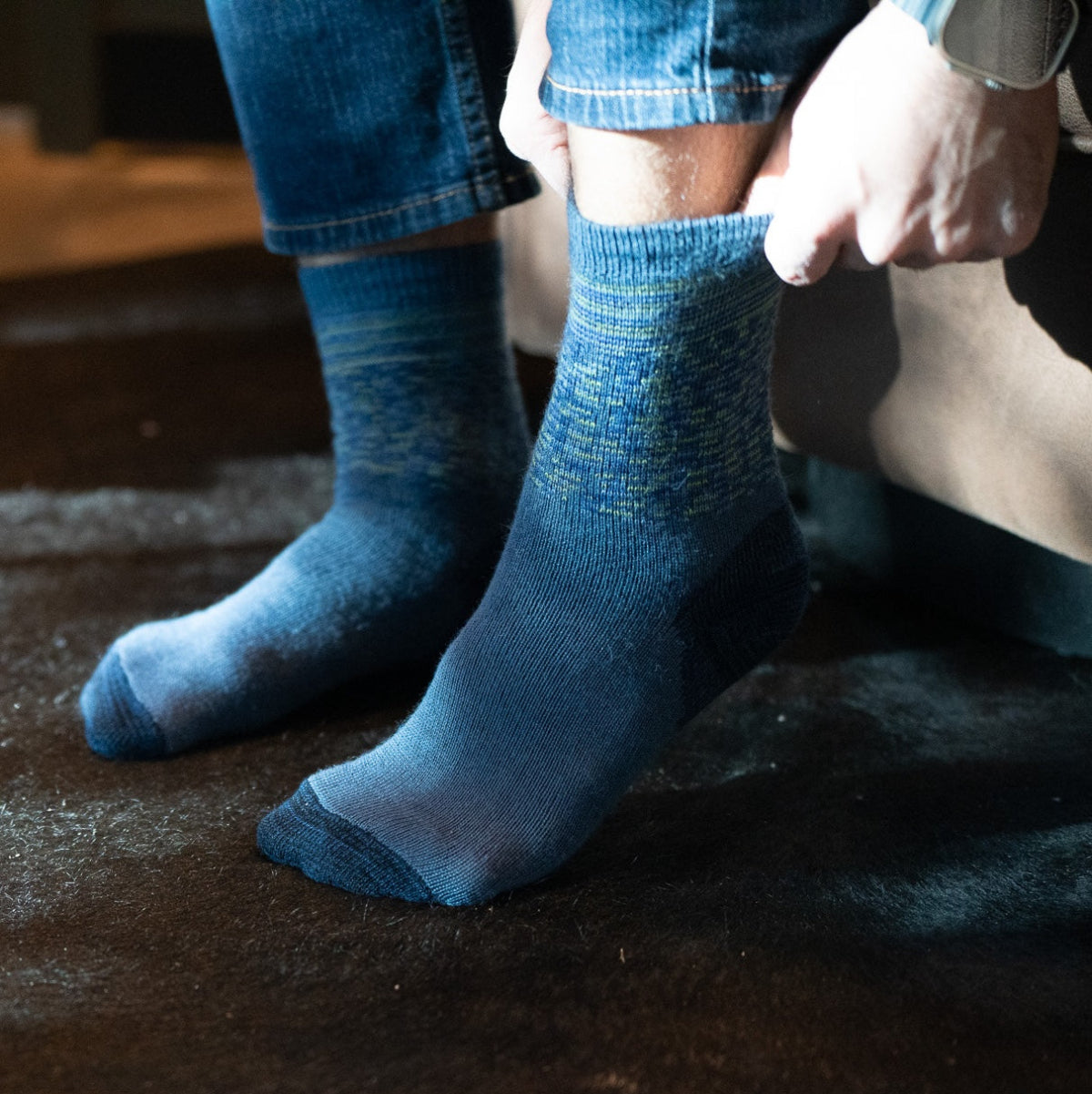 Alpaca Sock Shop blue crew sock office