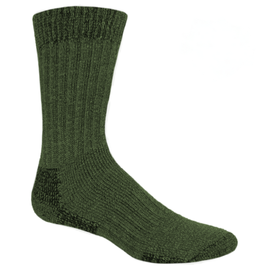 Green sock on a white background